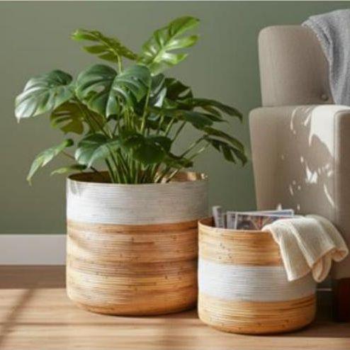 Woven decor in an interior setting