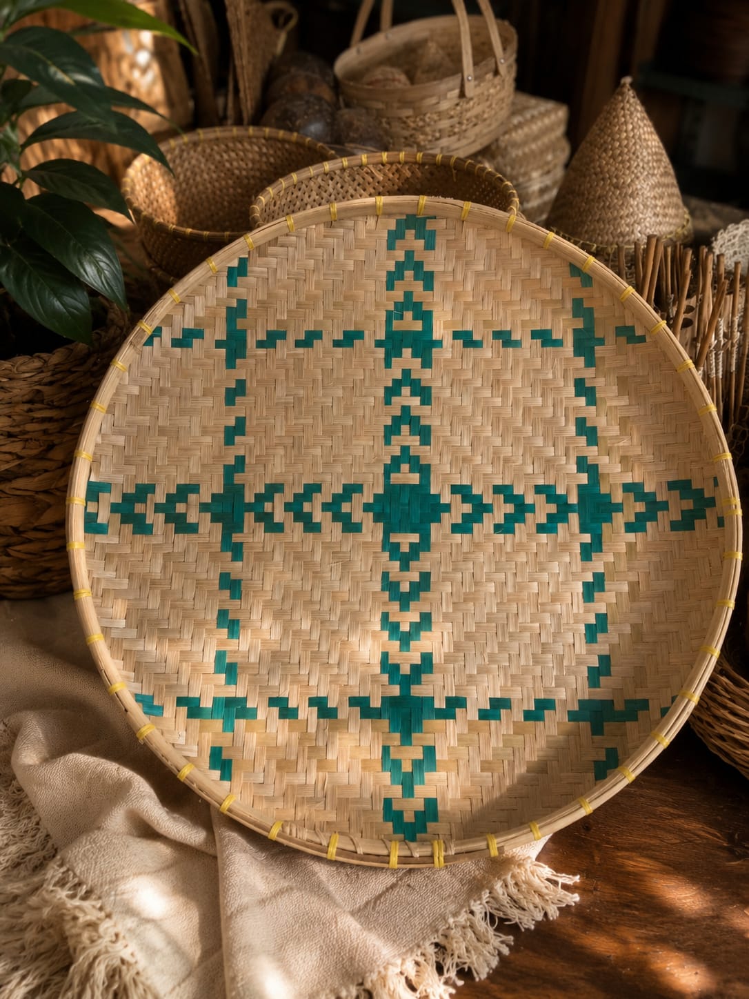 Woven bamboo basket
